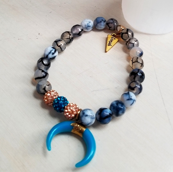 Emirish NWOT Stone and Turquoise Stretch Bracelet - Picture 1 of 9